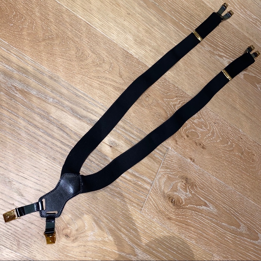 Chanel Runway Logo Black White Clip-on Suspenders - Picture 2 of 16